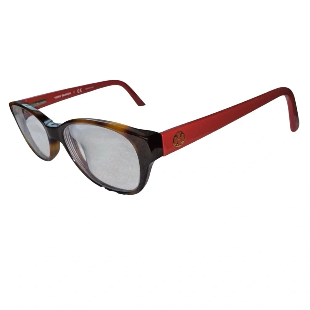 Tory Burch Orange Case Coral Pink & Brown Prescription Reader Glasses